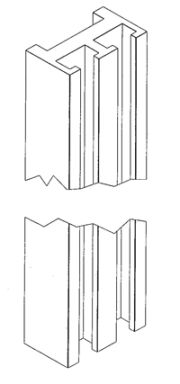Perspective view of an extrusion with sharp jagged break lines