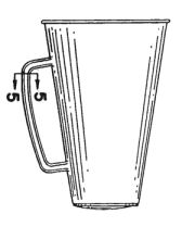 A mug with the handle marked as figure 5-5
