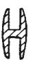 A cross section of the handle shown with black and white diagonal lines