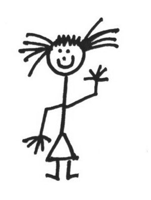 A stick figure girl shown in solid lines