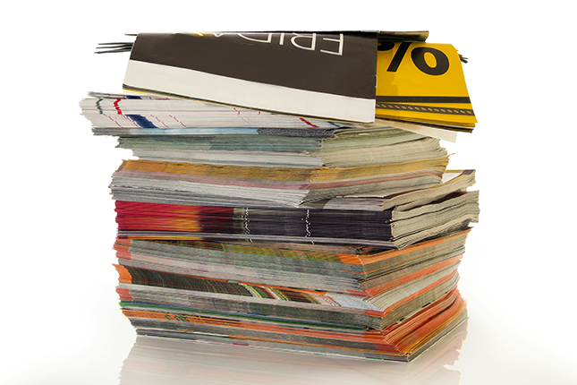 Stack of magazines and books