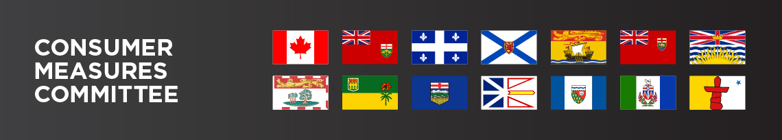 A collection of federal, provincial and territorial flags that symbolically represent a collaboration between governments on consumer issues. 