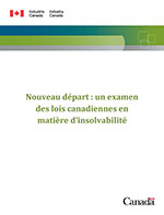Couverture du publication : Nouveau départ : un examen des lois canadiennes en matière d'insolvabilité