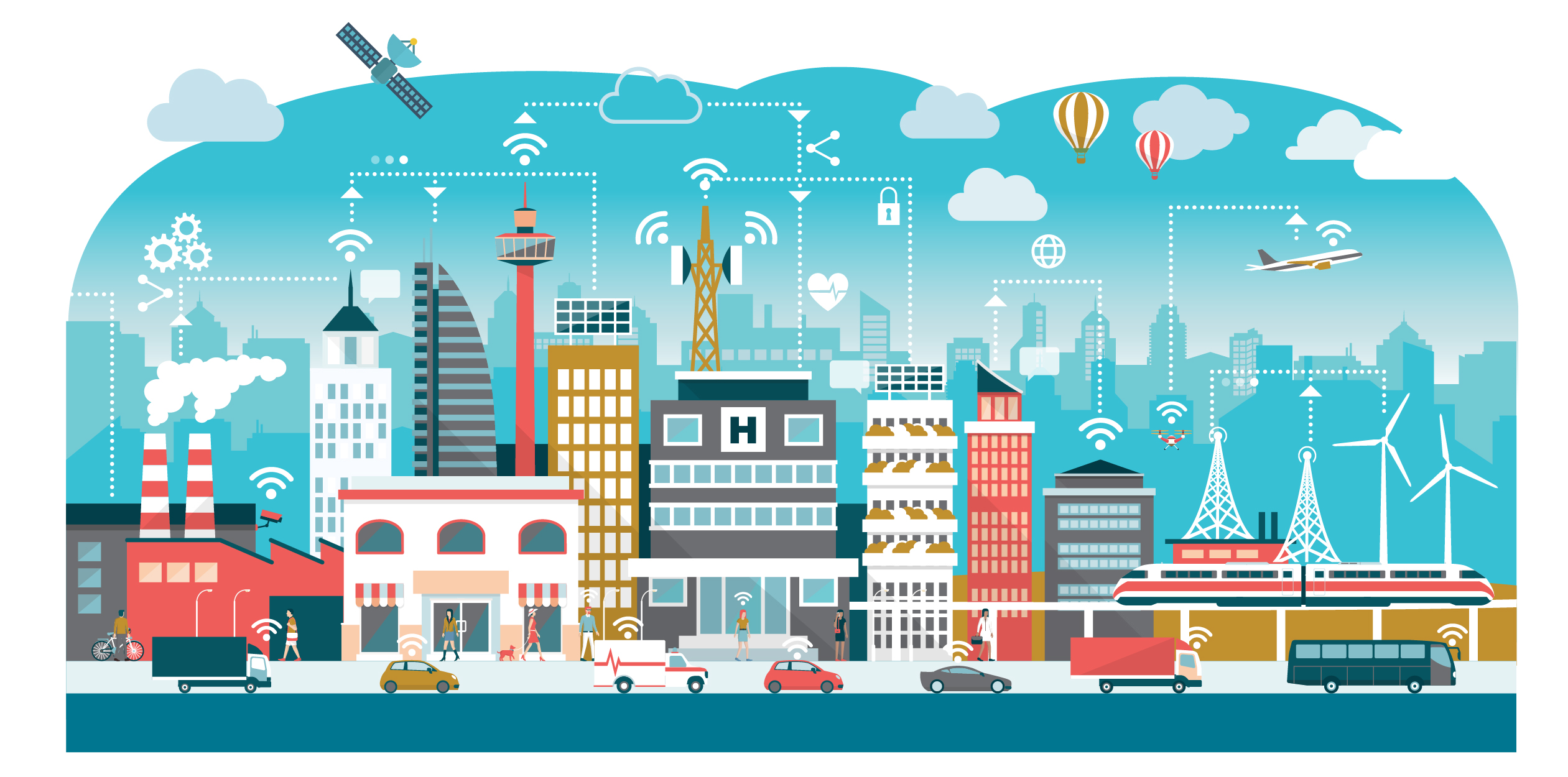 Image décorative d'une ville connectée