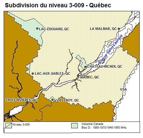 Subdision du niveau 3-009 Québec (Québec) (la description détaillée se trouve sous l'image)