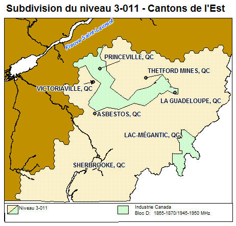 Subdision du niveau 3-011 Eastern Townships (Québec) (la description détaillée se trouve sous l'image)