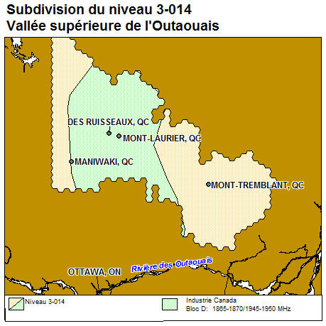 Subdivsion du niveau 3-014 Upper Outaouais (Québec) (la description détaillée se trouve sous l'image)