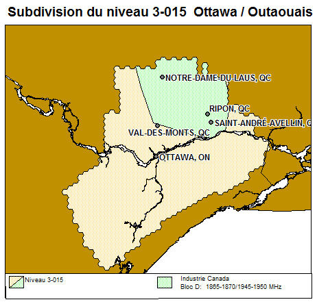 Subdivsion du niveau 3-015 Ottawa-Outaouais (Québec) (la description détaillée se trouve sous l'image)