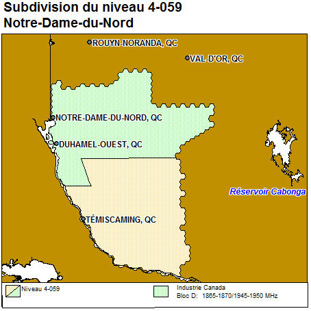 Subdivsion du niveau 4-059 Notre-Dame-du-Nord (Québec) (la description détaillée se trouve sous l'image)