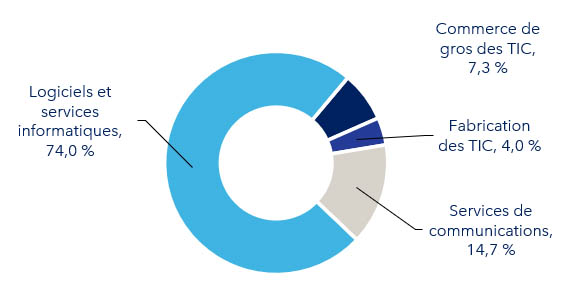 Figure 12 : Emploi par sous secteur des TIC, 2024