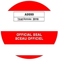 Exemple d'un sceau adhésif officiel utilisé par les fournisseurs de service autorisé servant à sceller un ajustement