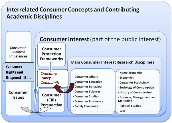 Figure 1 Interrelated consumer concepts and contributing academic disciplines