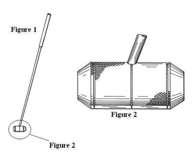 La figure 1 représente un fer droit pour le golf et la figure 2 représente la tête du fer droit encerclée. La figure 2 représente la tête agrandie du fer de golf illustrée dans la figure 1.