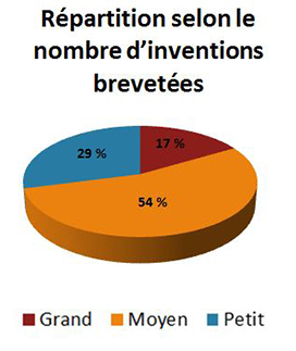 Répartition selon le nombre d'inventions brevetées