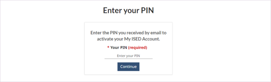 This image shows the 'Enter your PIN' page. Enter the PIN from your Invitation email.