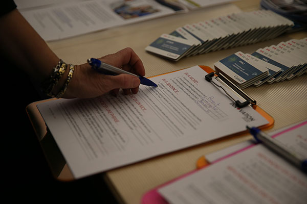 Close-up photo of a healthy workplace survey being filled out