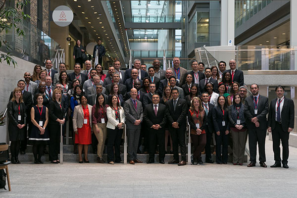Group photo of the Americas Competitiveness Exchange delegation at MaRS Discovery District