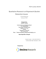 Qualitative Research on Paperwork Burden Reduction Issues — Final Report, February 28, 2007