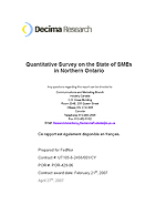 Quantitative Survey on the State of SMEs in Northern Ontario, April 2007