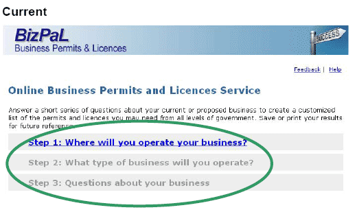 Screenshot of the BizPal website's current "Online Business Permits and Licenses Service" page