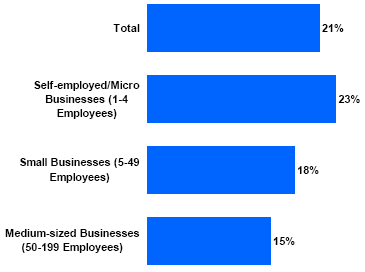 Aided Awareness of Advertising by Business Size (Aggregate)