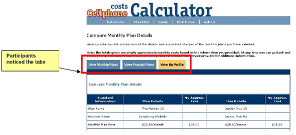 Screenshot of Cellphone Costs Calculator - Compare Monthly Plan Details