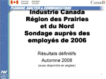 Industrie Canada — Région des Prairies et du Nord Sondage auprès des employés de 2006 Résultats définitifs — Automne 2006