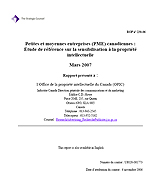 Petites et moyennes entreprises (PME) canadiennes : Étude de référence sur la sensibilisation à la propriété intellectuelle, mars 2007
