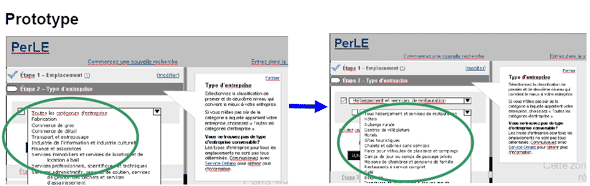 Capture d'écran montrant la deuxième étape de la version prototype de l'outil PerLE