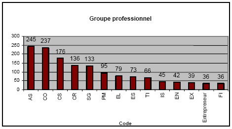 Diagramme à barres : Groupe professionnel