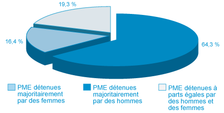 Figure 1a : Répartition des PME selon le sexe des propriétaires, 2007 (la description détaillée se trouve sous l'image)