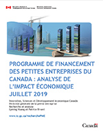Couverture du rapport : Programme de financement des petites entreprises du Canada : Analyse de l'impact économique  – Juillet 2019