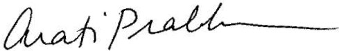 Signature of Arati Prabhakar