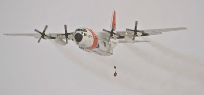 Airdrop from US Coast Guard for necessary parts for USCGC Healy and for CCGS Helicopter. Photo credit: Vincent Demers