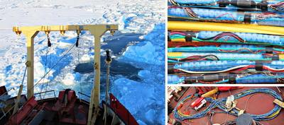 Left: The view looking down on the quarterdeck during seismic acquisition. Right: The 