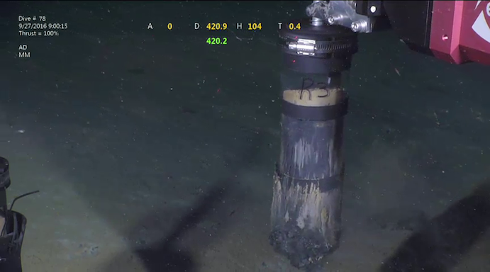 The final push-core sample of the day contained methane hydrate.