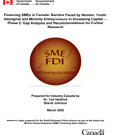 Cover of the Financing SMEs in Canada - Phase 2: Gap Analysis and Recommendations for Further Research report