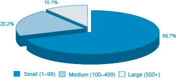 Figure 1: Share of Total Private Employment by Size of Business, 2012 (the long description is located below the image)