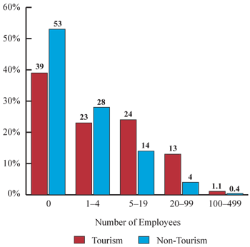 Figure 2: Distribution of Small and Medium-Sized Enterprises in Tourism Industries by Size, 2007 (the long description is located below the image)