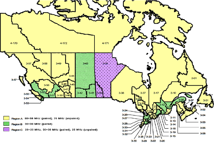 Figure 2: Spectrum Available for Licensing by Region (the long description is located below the image)