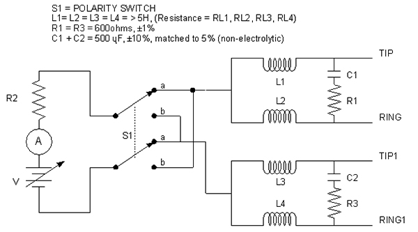 Figure 4.3 — Loop Simulator for 4-Wire Loop- and Ground-start Circuits (the long description is located below the image)